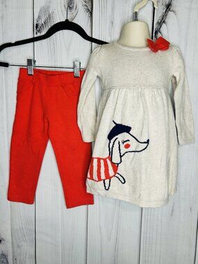 Girls Sz 18-24M Gymboree Mod About Orange Sweater Dress and Pants Set